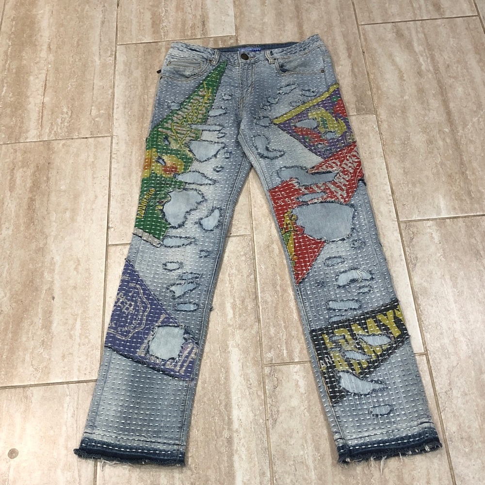 NEW LIFTED ANCHORS men's distressed denim jeans  size 30